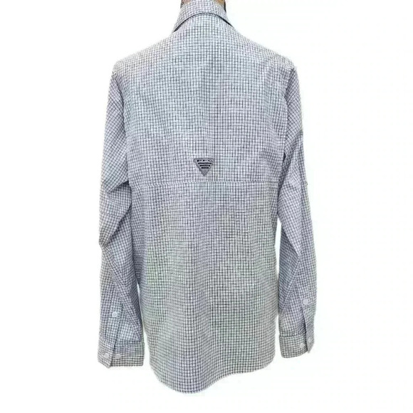 Columbia PFG Omnishade Super Tamiami, Checkered Blue/white, Men's Small - Picture 2 of 9